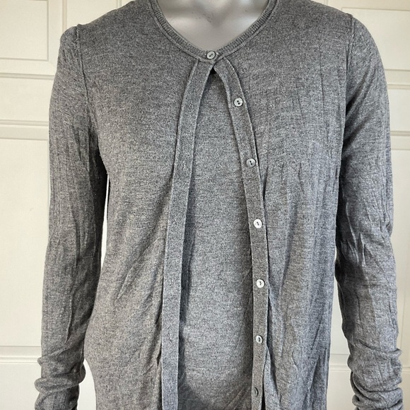 AUGUST SILK Knit Silk Blend  GreyCardigan Tank Sweater 2PC Set Women Size Small - Picture 1 of 10